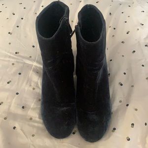 Blue Velvet Heeled Ankle Boots